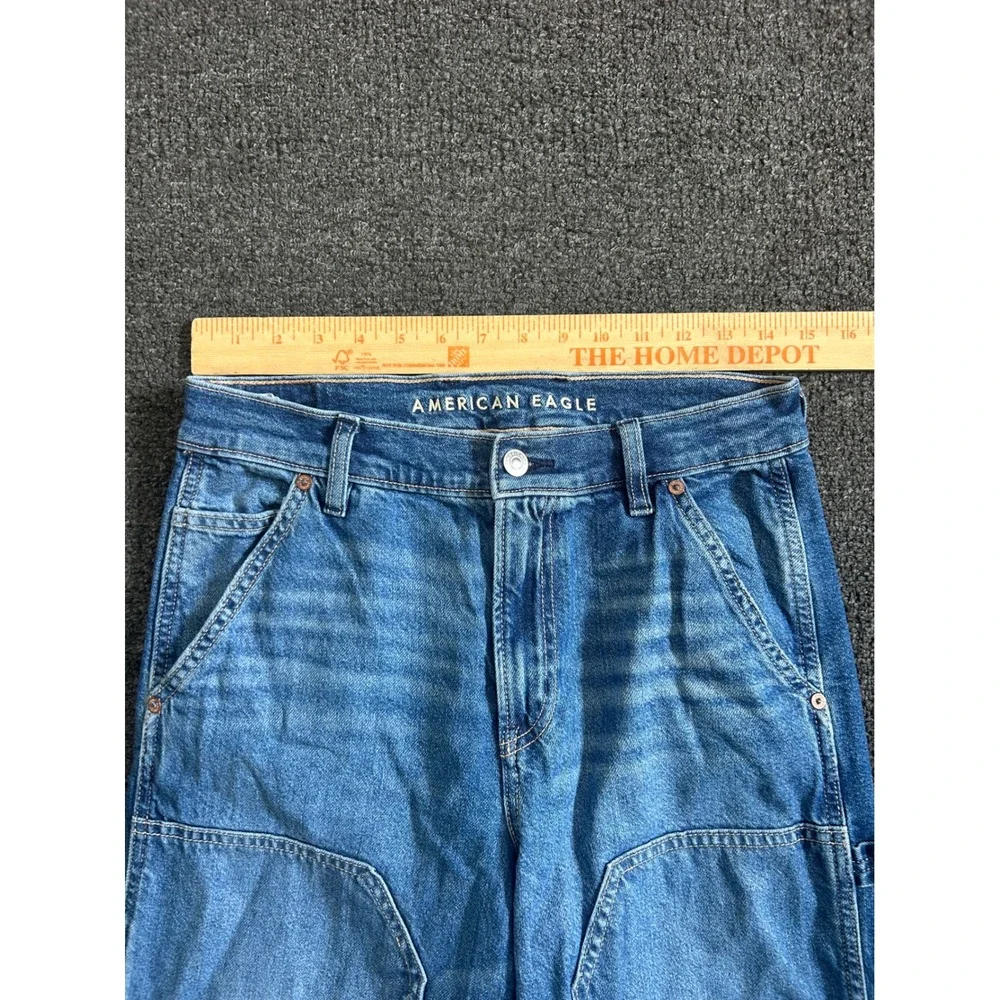 American Eagle Super High Rise Baggy Straight Carpenter Jeans Womens 4R Strigid‎